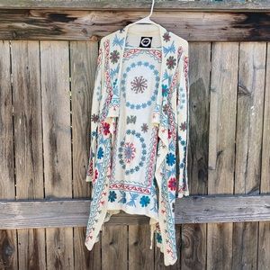 Biya by Johnny Was embroidered open-front duster